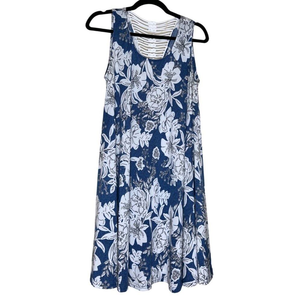Shoreline Women Size Medium Sleeveless Dress Flowy Flirty Summer Spring Floral B